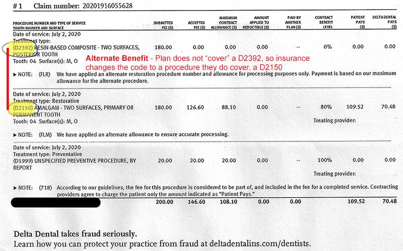 2020 Delta Dental EOB Downgrade